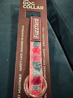 FuzzYard Pink Floral hibiscus Adjustable Dog Collar small